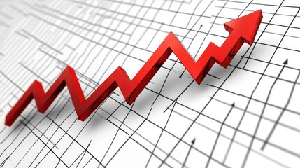 stock market graph with an arrow pointing up , a financial growth concept for a business idea. ,generative ai	

