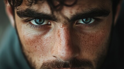 Obraz premium Person with a teary eyed expression gazes directly at the camera Banner