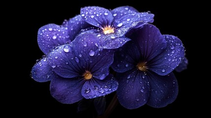 Obraz premium Purple African Violet Blossom Isolated with Water Droplets