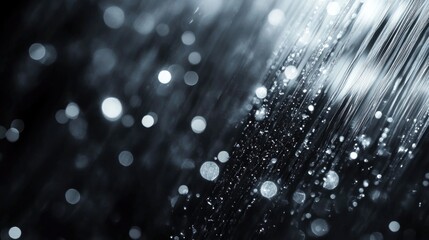 Silver glittering rain curtain effect background with empty space