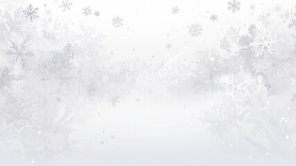 Winter wonderland snowflakes and snowfall texture on white background.