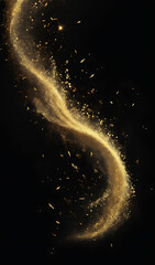 Shimmering Golden Dust Particles Floating on a Black Background for Magical Highlights and Depth