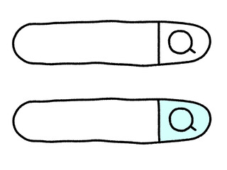 手描きの可愛い検索バーのセットイラスト　虫眼鏡