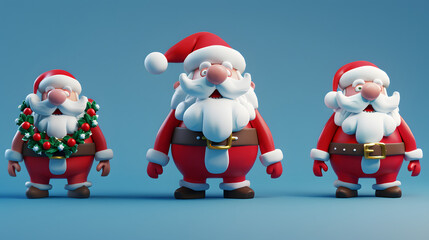 Obraz premium Santa and Decorative Isometric Cartoon 3D
