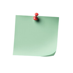 Green note with pin, transparent background