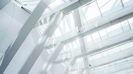 Obraz premium White Futurist Architectural Lines Texture - a sleek and modern visual. The futuristic lines create a sophisticated and dynamic scene.