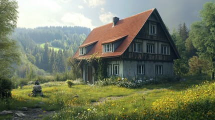 Obraz premium groÃes Einfamilienhaus, Deutschland