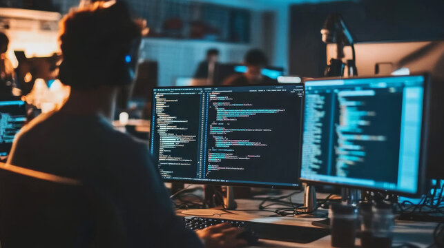 A team of programmers is creating a website for their company. They're using design and coding skills to build the site.