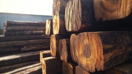 Stacked logs from the timber industry showcasing the natural beauty of forest wood