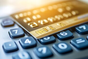 Closeup of credit card and calculator  a visual representation of financial planning and budgeting