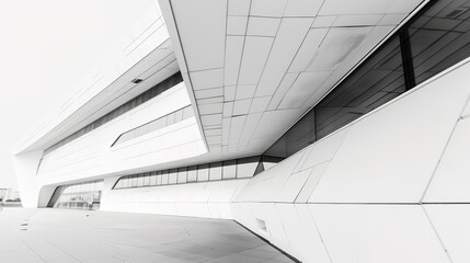 Obraz premium White Futurist Architectural Lines Texture - a sleek and modern visual. The futuristic lines create a sophisticated and dynamic scene.