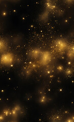 Fototapeta premium Shimmering Golden Dust Particles Floating on a Black Background for Magical Highlights and Depth
