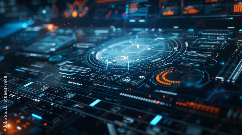 Aufkleber glowing lines and intricate patterns form a futuristic interface, visualizing data analysis and proj