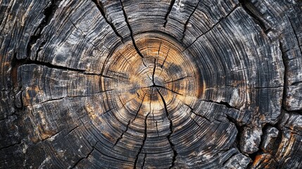 Stack of weathered wooden logs highlighting intricate textures and growth rings as a backdrop