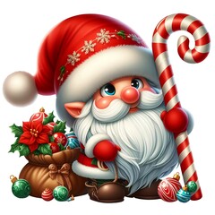Cartoon Christmas gnome. Clipart is a great choice for creating cards, invitations, party supplies and decorations. AI generated.