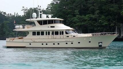 Luxury Yacht Anchored in Secluded Bay