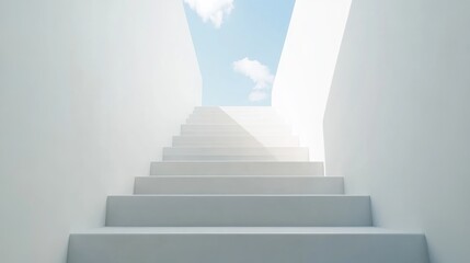 White stairs leading to the sky Ethereal light Concepts of faith hope and the soul Metaphor for career progression AI generated imagery