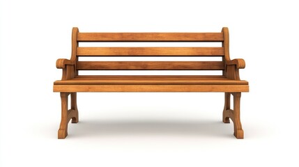 Wooden park bench on a white background
