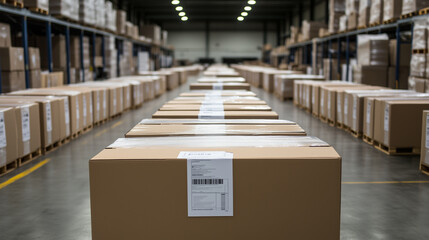Neatly Organized Packages Labeled for Final Delivery in Warehouse