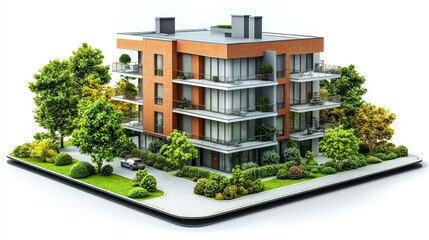 Residential Scale Model with Lush Greenery and Details