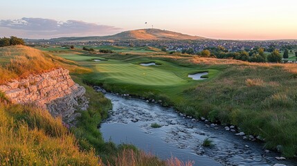 Scenic Golf Course with Winding Streams and Hills