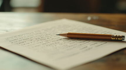 A close-up shot shows a TOEFL exam paper and a pencil.  The image suggests the importance of education, tests, and learning English.