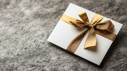 White gift card design rests on a gray table surface
