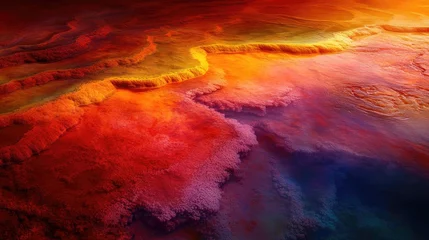  Vivid and textured landscape resembling Mars featuring colorful rock formations and acidic bodies of water © Cyber Shutter