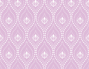 Flower geometric pattern. Seamless vector background. White and pink ornament