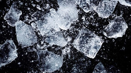 Crushed Ice in Motion on Dark Background