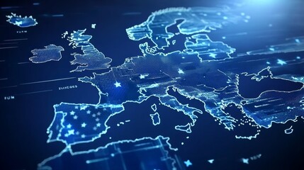 Europe Digital Map Technology Connectivity Global Network Data Business Innovation Futuristic