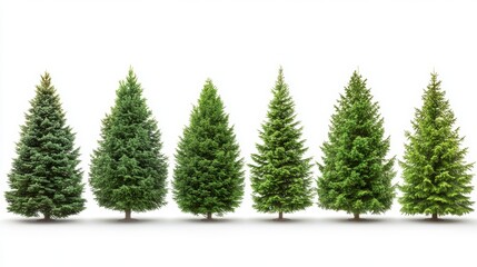 Evergreen Trees Conifer Growth Stages Christmas Trees Isolated Nature