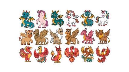 Obraz premium Set of playful animals cartoon