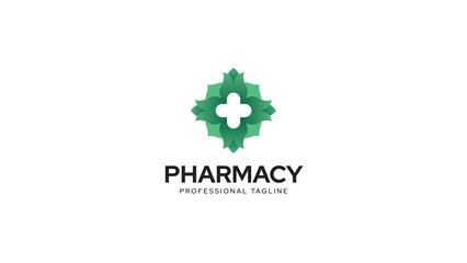 Medical Green Leaf Logo. Healthcare and Pharmacy Logo Design and Icon Template