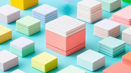 Colorful blocks arranged neatly in a pattern