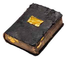 Explore the fascinating history of a burnt and damaged golden leaf book artifact transparent background