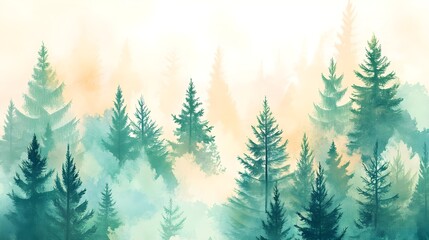 Fototapeta premium Watercolor Forest Background