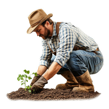 Farmer Planting Seedling in Soil