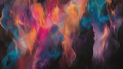 Fototapeta premium Surrealist Composition of Multicolored Warm Gradient Blurred Against Black Background