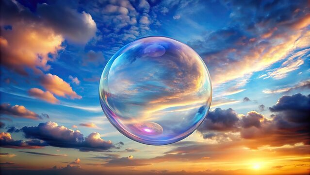 Abstract fusion of sky and bubble shapes in modern asymmetrical design