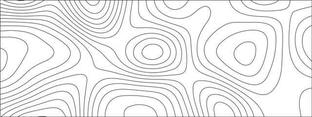 Abstract Topographic line art background. Mountain topographic terrain map background with white shape lines.Geographic map conceptual design.Black on white contour height lines.	