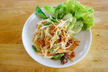 Mackerel spicy papaya salad, Thai cuisine