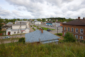 View of the Soviet square on a cloudy September day. Suzdal