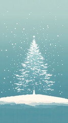 Obraz premium christmas, tree, stars, illustrated, card, background, social, post, reel