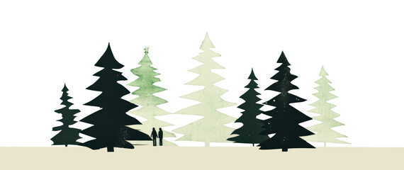 Obraz premium PNG risograph printing illustration minimal simple Christmas, winter.