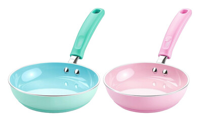 Brighten your kitchen with stylish non-stick frying pans in vibrant colors for effortless cooking transparent background