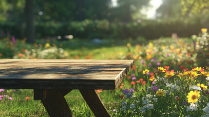 Naklejka premium wooden table and nature