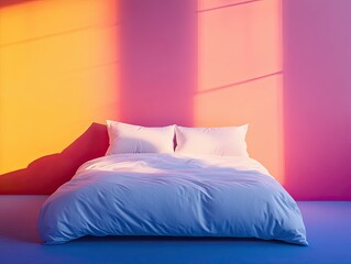 Bed isolated on colorful background