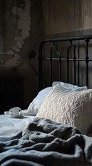 Bed isolated on metal background