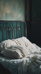 Bed isolated on metal background